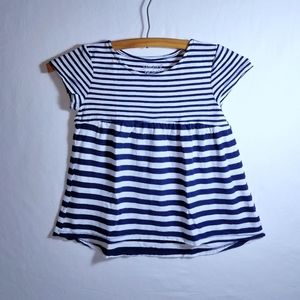 Jumping Beans Navy Striped Princess Cut Flare Waist Cap Sleeves Girls Sz 6 EUC